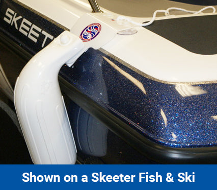 bass boat fender attachment shown on skeeter fish and ski